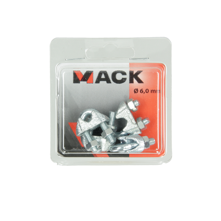 Mack 1006866 – 4 Stahldrahtklemmen Crosby verzinkt 6 mm schwarz | 5 Stück