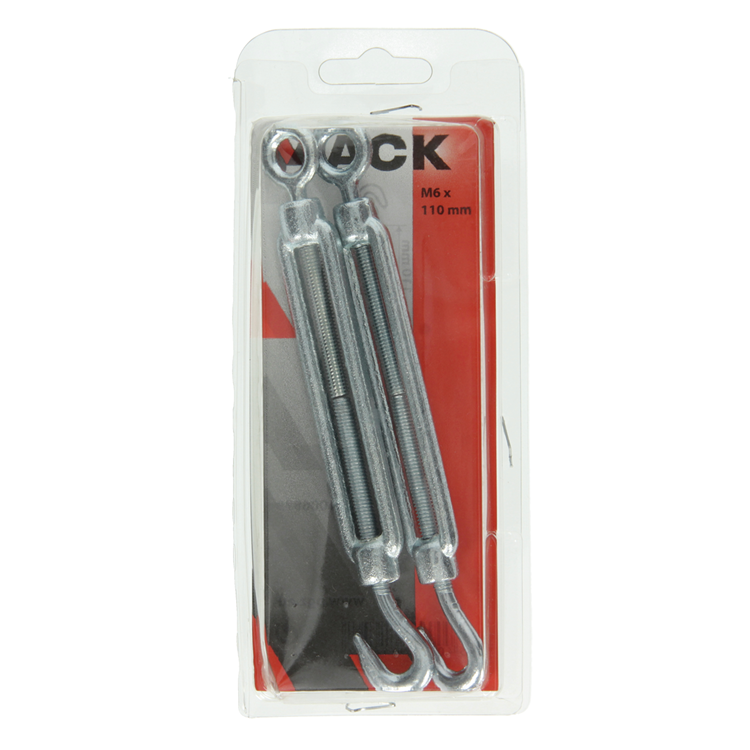 Mack 1006873 - 2 Spanner: Öse + Haken verzinkt m6x110mm sw | 5 Stück