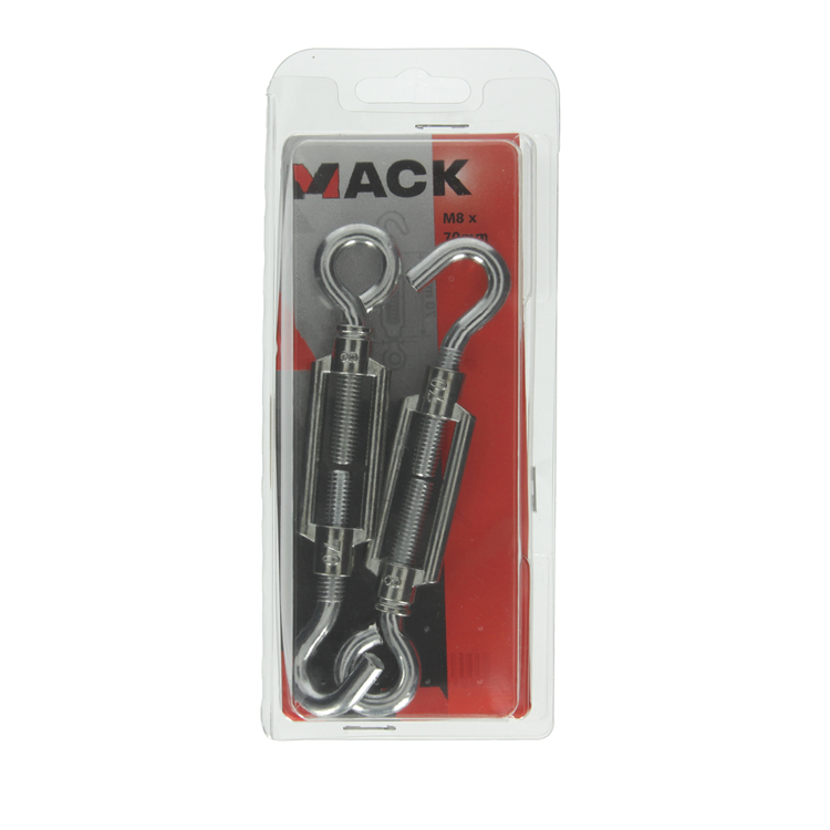Mack 1006874 - 2 Spanner: Öse + Haken verzinkt M8x70mm schwarz | 5 Stück