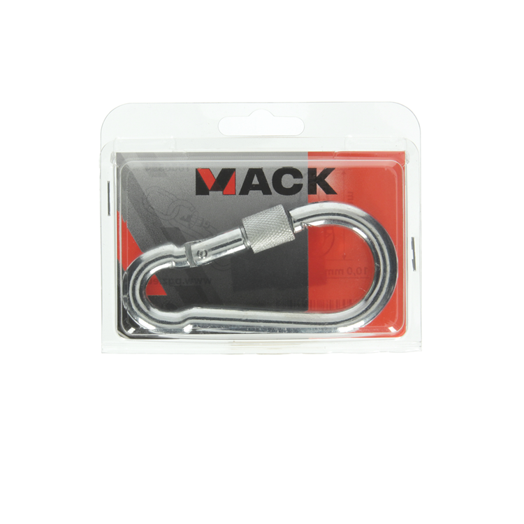 Mack 1006894 – 1 Karabiner + Schloss. verzinkt 10mm schwarz | 5 Stück