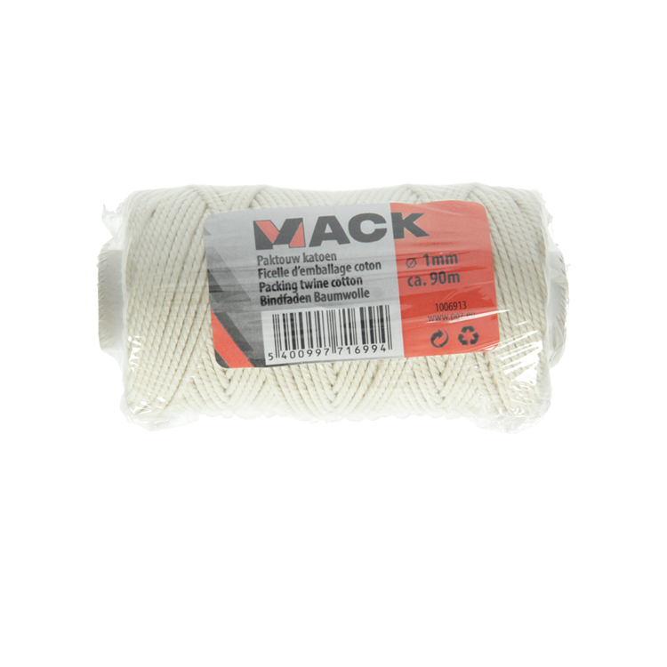 Mack 1006913 - Packseil Baumwolle Ecru 1mm ca. 90m | 10 Stück