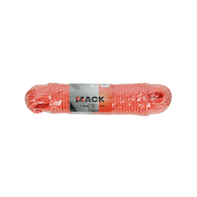 Mack 1006917 - PP gedrehter orangefarbener Strang 4 mm 15 m | 5 Stück