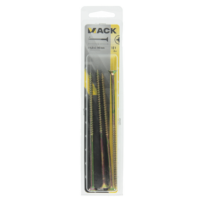 Mack 1006976 - Spanplattenschraube mit Kopf gelb verzinkt 4 Stück 6 x 140 mm | 5 Stück