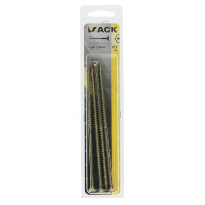 Mack 1006977 - Spanplattenschraube mit Kopf gelb verzinkt 4 Stück 6 x 150 mm | 5 Stück