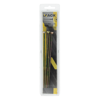 Mack 1006979 - Spanplattenschraube mit Kopf gelb verzinkt 4 Stück 6 x 180 mm | 5 Stück