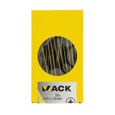 Mack 1006986 - Spanplattenschraube mit Kopf gelb verzinkt 50 Stück 6 x 130 mm | 3 Stück
