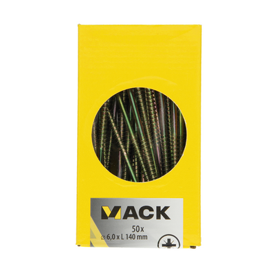 Mack 1006987 - Spanplattenschraube mit Kopf gelb verzinkt 50 Stück 6 x 140 mm | 3 Stück