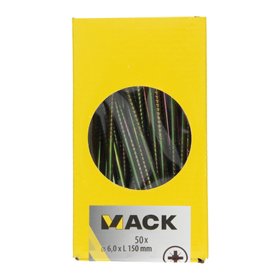 Mack 1006988 - Spanplattenschraube mit Kopf gelb verzinkt 50 Stück 6 x 150 mm | 2 Stk