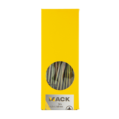 Mack 1006989 – Spanplattenschraube mit Kopf gelb beschichtet. 50 Stück 6 x 160 mm | 2 Stk