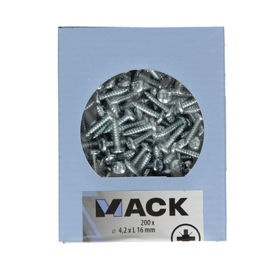 Mack 1006998 – selbstschneidend. Schraube Zylinderkopf 200 200 Stück 4,2x16mm | 5 Stück