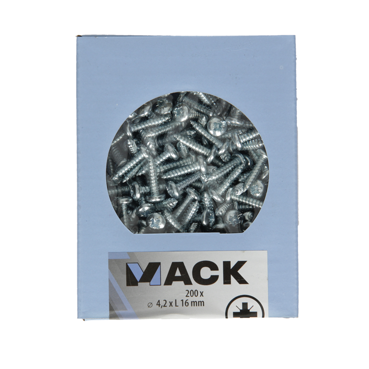 Mack 1006998 – selbstschneidend. Schraube Zylinderkopf 200 200 Stück 4,2x16mm | 5 Stück