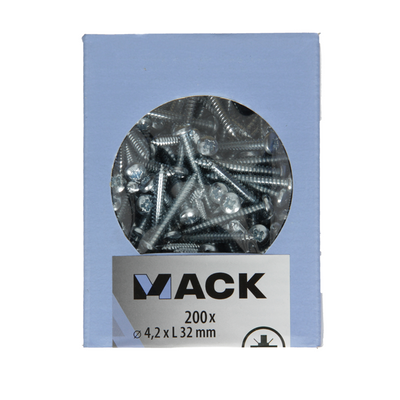 Mack 1006999 – selbstschneidend. Schraube Zylinderkopf 200 200 Stück 4,2x32mm | 5 Stück