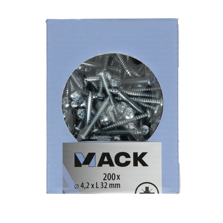 Mack 1006999 – selbstschneidend. Schraube Zylinderkopf 200 200 Stück 4,2x32mm | 5 Stück