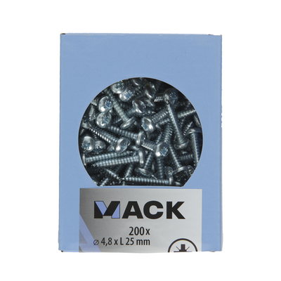 Mack 1007000 – selbstschneidend. Schraube Zylinderkopf 200 200 Stück 4,8x25mm | 5 Stück