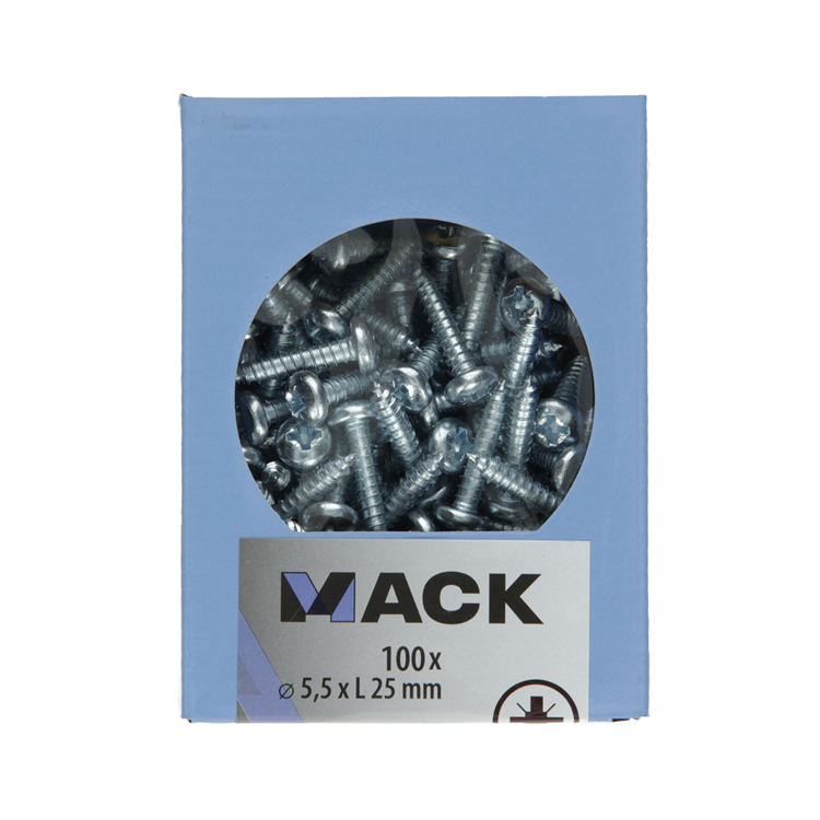Mack 1007005 – selbstschneidend. Schraube Zylinderkopf 100 100 Stück 5,5x25mm | 3 Stück