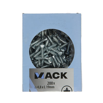 Mack 1007009 – selbstschneidend. Schraube BVZ Kopf 200 200 Stück 4,8x19mm | 5 Stück