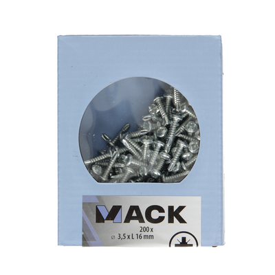 Mack 1007011 – selbstbohrende Schraube Zylinderkopf 200 200 Stück 3,5 x 16 mm | 5 Stück