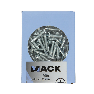 Mack 1007015 – selbstbohrende Schraube Zylinderkopf 200 200 Stück 4,8 x 25 mm | 5 Stück