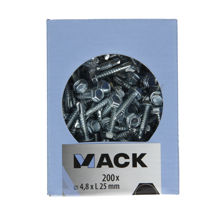 Mack 1007022 – selbstbohrende Sechskantschraube 200 200 Stück 4,8 x 25 mm | 5 Stück