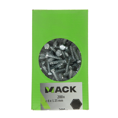 Mack 1007027 - Holzgewindebolzen Stahl verzinkt 200 Stück 6 x 25 mm | 3 Stück