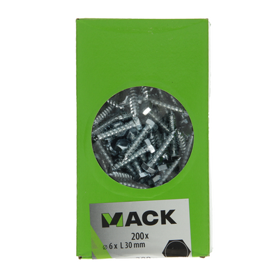 Mack 1007028 - Holzgewindebolzen Stahl verzinkt 200 Stück 6 x 30 mm | 3 Stück