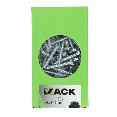 Mack 1007030 - Holzgewindebolzen Stahl verzinkt 150 Stück 6 x 40 mm | 3 Stück