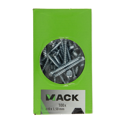Mack 1007031 - Holzgewindebolzen Stahl verzinkt 100 Stück 6 x 50 mm | 3 Stück