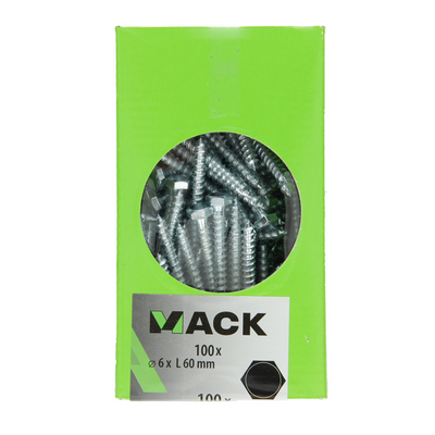 Mack 1007032 - Holzgewindebolzen Stahl verzinkt 100 Stück 6 x 60 mm | 3 Stück