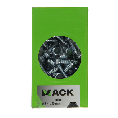 Mack 1007036 - Holzgewindebolzen Stahl verzinkt 100 Stück 8 x 30 mm | 3 Stück