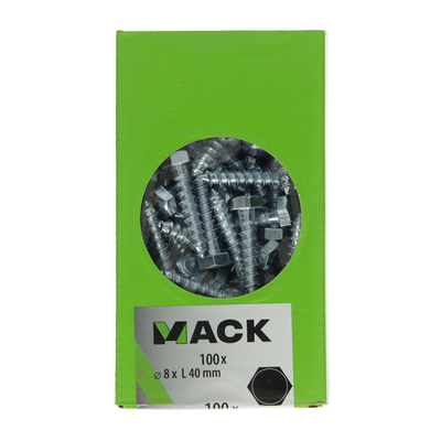 Mack 1007037 - Holzgewindebolzen Stahl verzinkt 100 Stück 8 x 40 mm | 3 Stück
