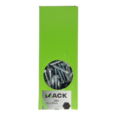 Mack 1007039 - Holzgewindebolzen verzinkter Stahl 100 Stück 8 x 60 mm | 1 Stk