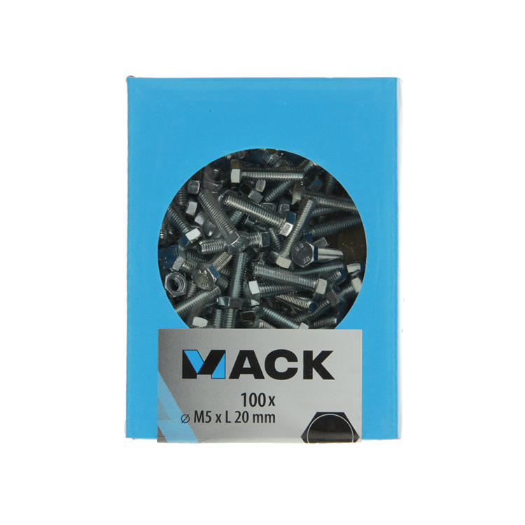 Mack 1007069 - Hahnschraube + Mutter verzinkt 100 Stück 5 x 20 mm | 5 Stück