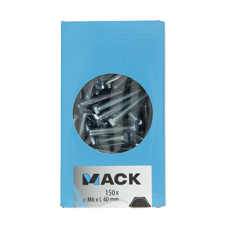 Mack 1007073 - Hahnschraube + Mutter verzinkt 150 Stück 6 x 40 mm | 2 Stk