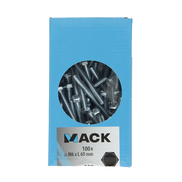 Mack 1007075 - Hahnschraube + Mutter verzinkt 100 Stück 6 x 60 mm | 2 Stk