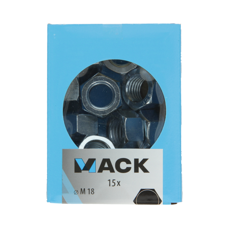 Mack 1007102 - Sechskantmuttern 15 Stück M18 | 3 Stück