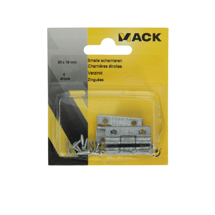 Mack 1013544 - 4 schmale Scharniere verzinkt H 30 x B 19 mm | 5 Stück