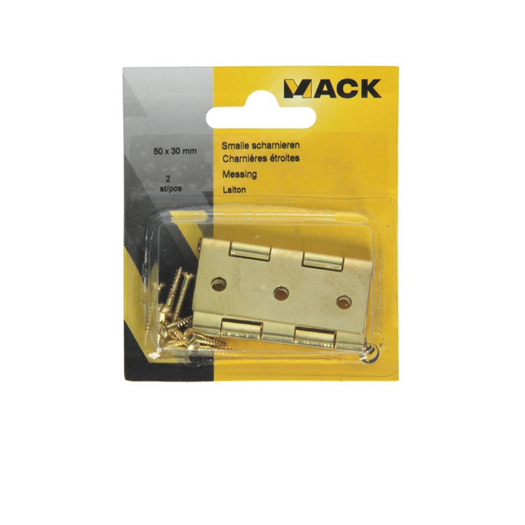 Mack 1013338 - 2 schmale Scharniere Messing H 50 x B 30 mm | 5 Stück