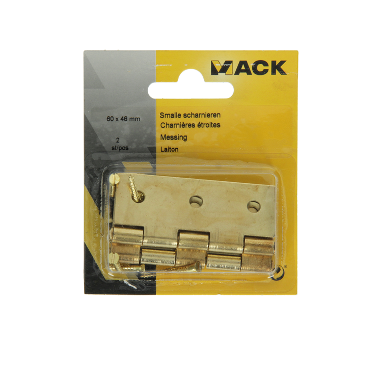 Mack 1013504 - 2 schmale Scharniere Messing H 60 x B 46 mm | 5 Stück