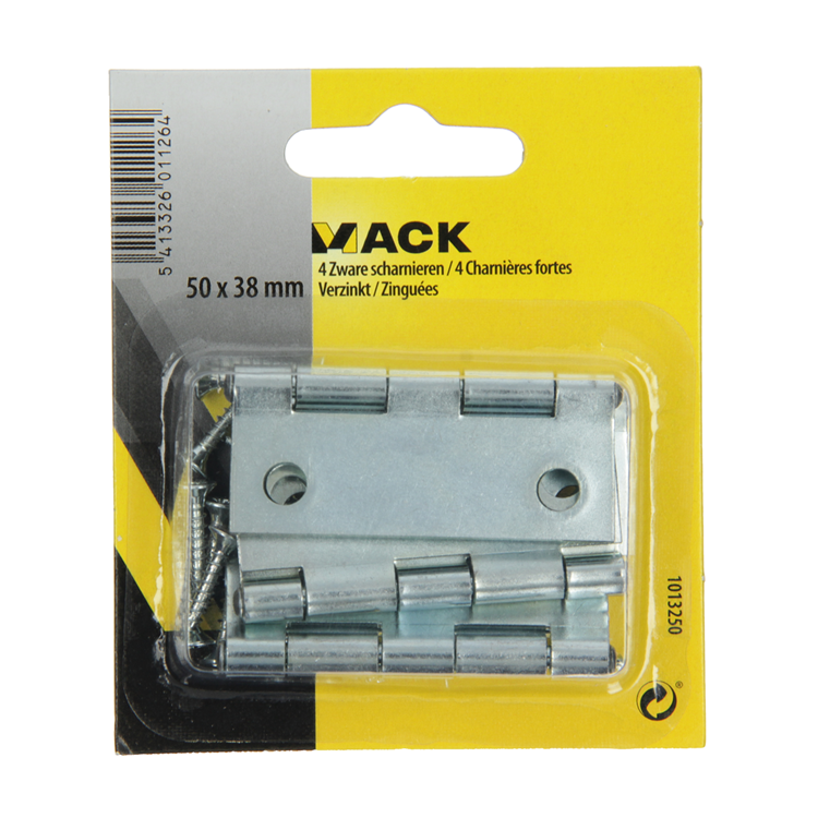 Mack 1013250 - 4 schwere Scharniere verzinkt H 50 x B 38 mm | 5 Stück
