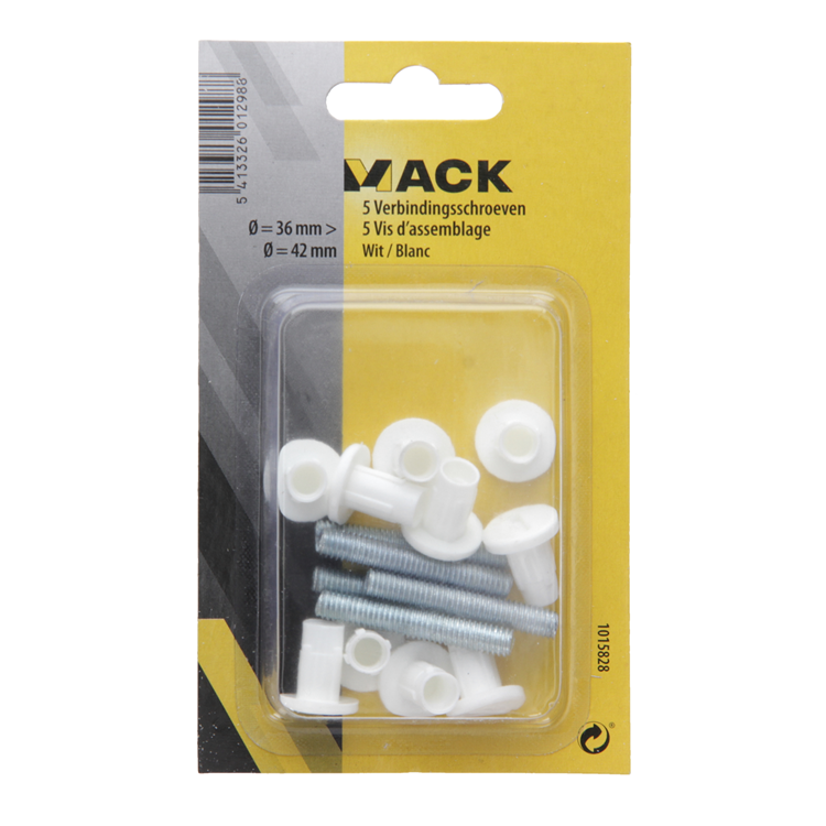 Mack 1015828 – 5 Verbindungsschrauben weiß 34–44 mm | 10 Stück