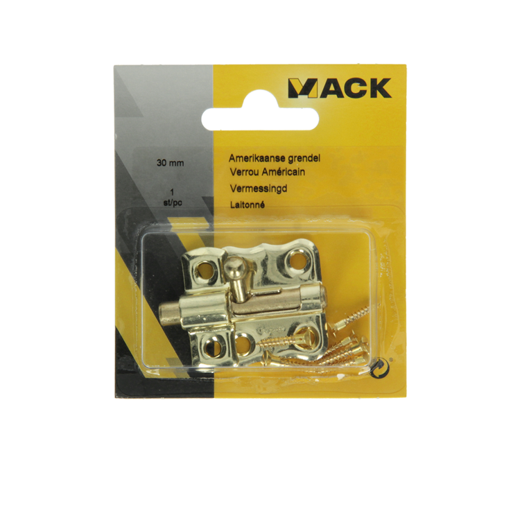 Mack 1015934 – 1 amerikanischer Riegel vermessingt A 30 – B 15 mm | 5 Stück