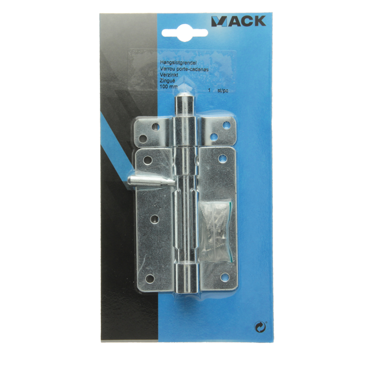 Mack 1015860 – 1 Vorhängeschlossriegel verzinkt 100 mm 1018 | 5 Stück