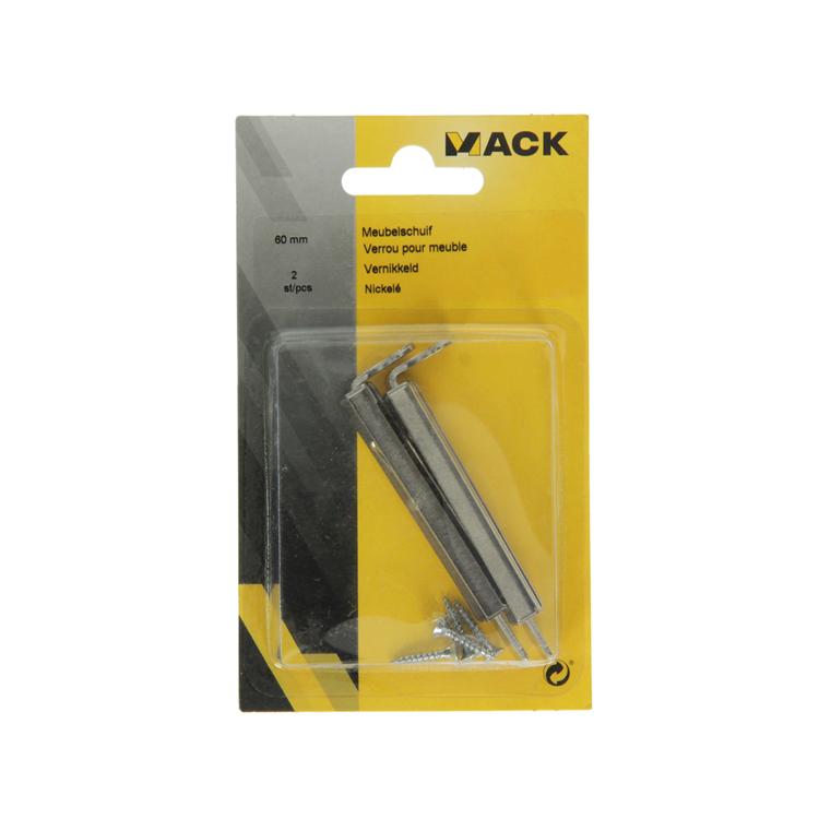 Mack 1013271 - 2 Möbelschubladen vernickelt a 60 - b 12,5 mm | 10 Stück