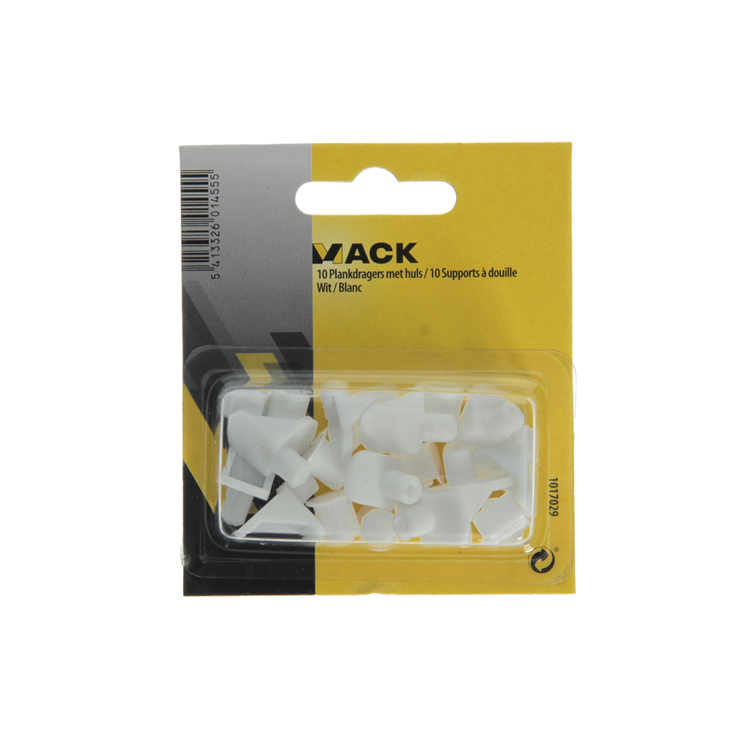 Mack 1017029 - 10 Regalträger mit Hülse weiß | 5 Stück