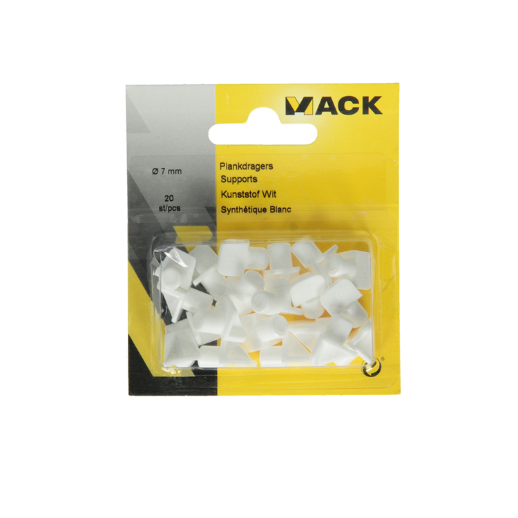 Mack 1015839 - 20 Regalträger Kunststoff weiß ø 7 mm | 10 Stück