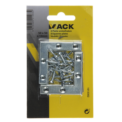 Mack 1013302 - 8 flache Quadrate verzinkt 50x50x10x2mm | 10 Stück