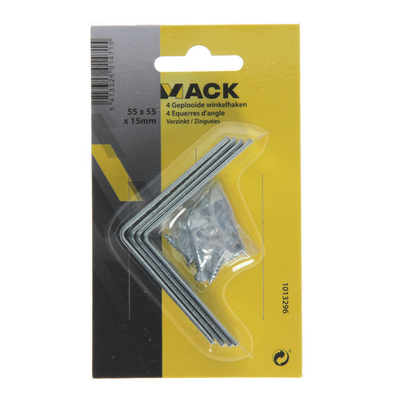 Mack 1013296 - 4 gefaltete Quadrate verzinkt 55x55x15x2mm | 10 Stück