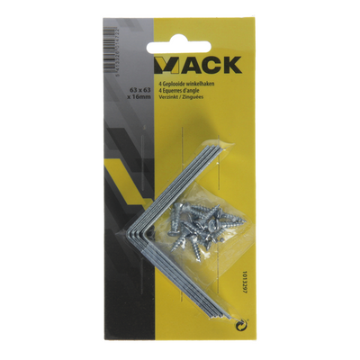 Mack 1013297 - 4 gefaltete Quadrate verzinkt 63x63x16x2mm | 10 Stück