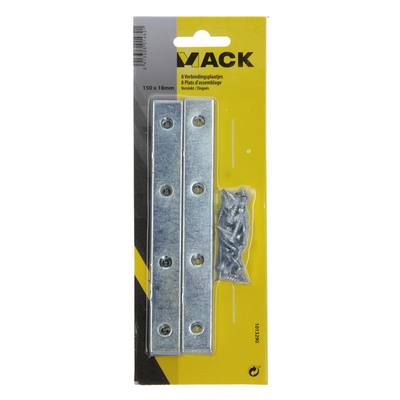 Mack 1013290 - 8 Verbindungsplatten verzinkt 150x18mmx2mm | 10 Stück