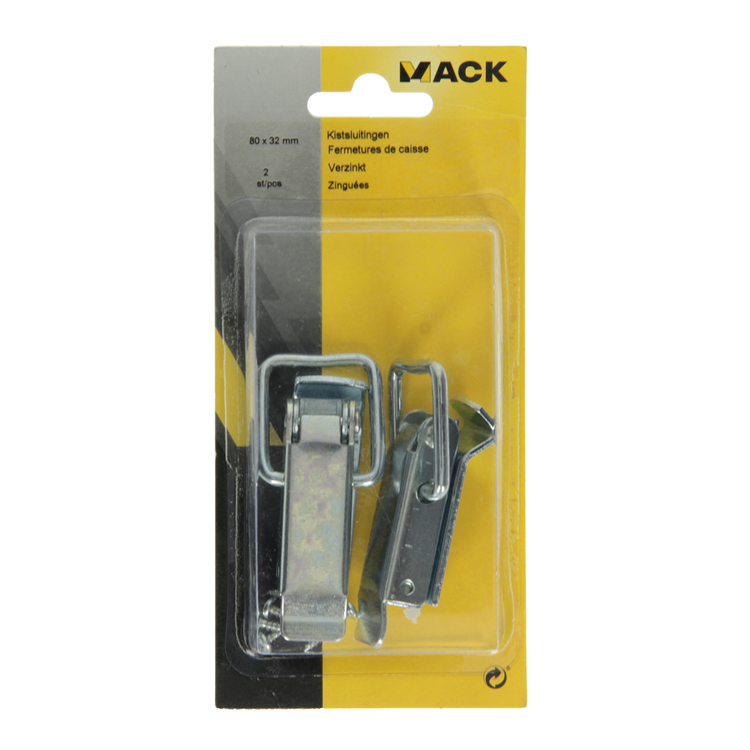 Mack 1013343 - 2 verzinkte Kastenschlösser 80x32mm | 5 Stück